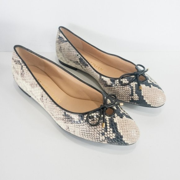 Stuart Weitzman Gabby Ballet Flats Roccia Grey Snake - Picture 2 of 4